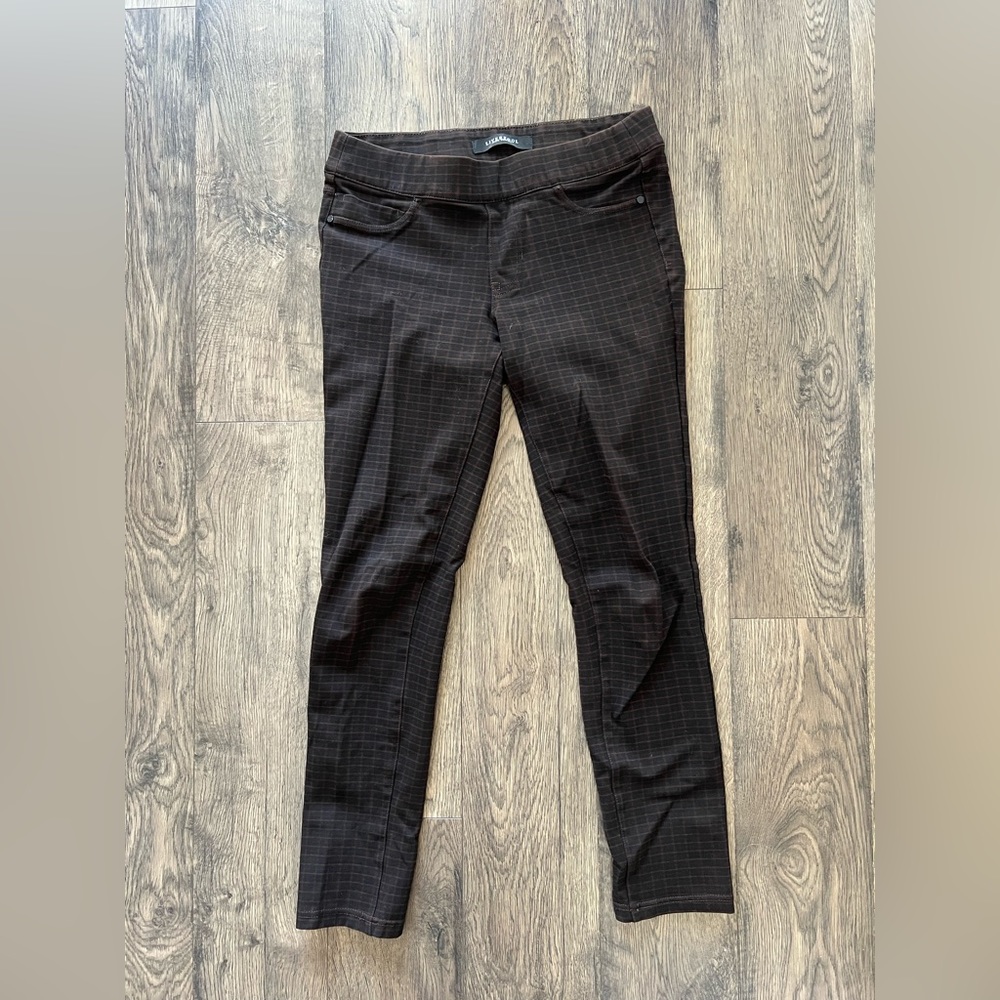 Liverpool Brown Plaid Print Leggings/Skinny Pant Dress Pant - Size 6